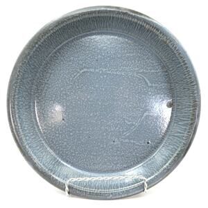 Vintage Gray Graniteware Enamelware Plate 8.75" Speckled Mottled Tinware